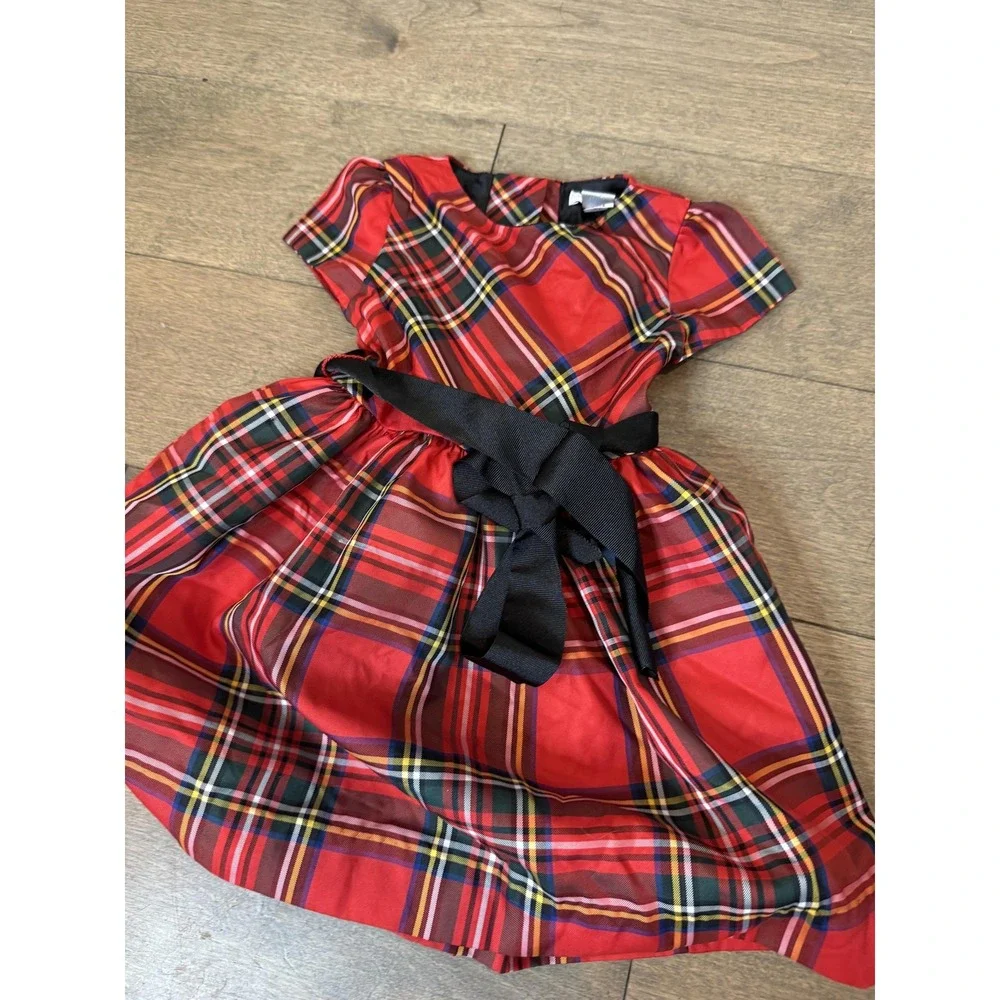 Ralph Lauren Dress Set Girls 9M Red Tartan Plaid Bow Sash Bloomers Holiday Party